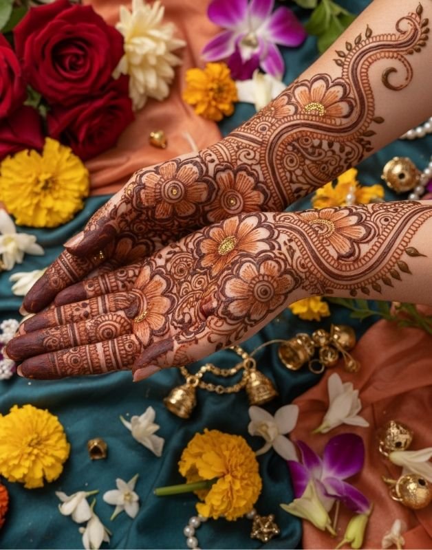 henna flower designs for hands