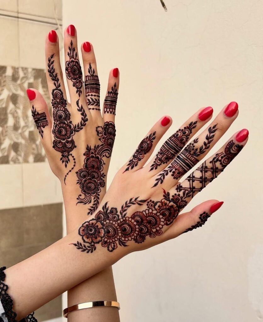 traditional floral mehndi easy design